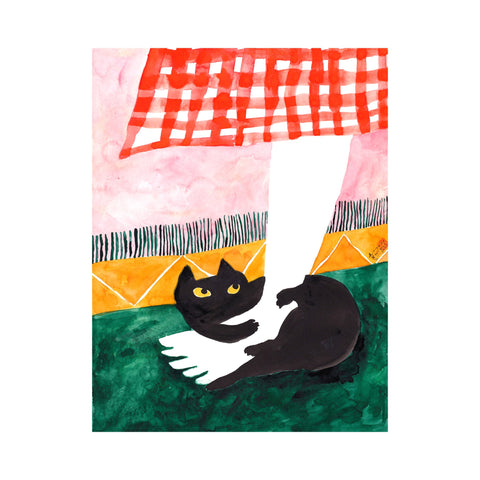 Black Cat Claw a Red Checkered Skirt