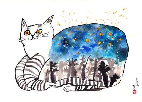 Cat and Starry Sky