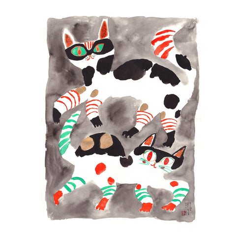 Cute Cats in Red and Green