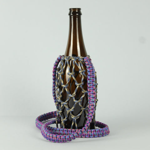 Paracord bottle bag - purple/blue