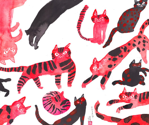 Many Red and Black Cats