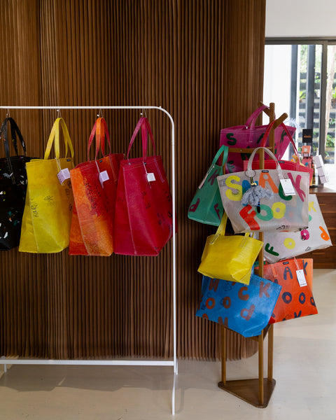 Snackfood x bungkus tote - pink/green