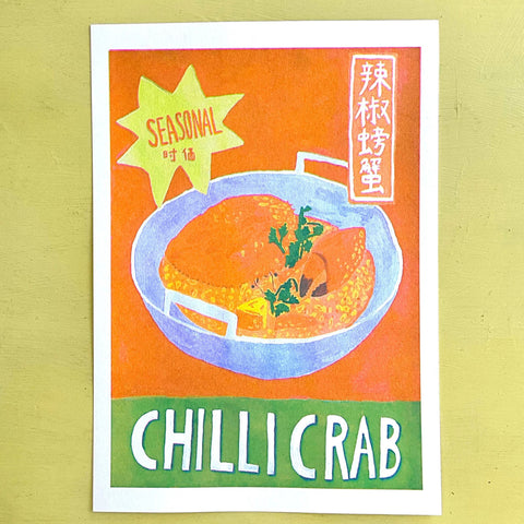 A4 Risograph Art Print: Chilli Crab