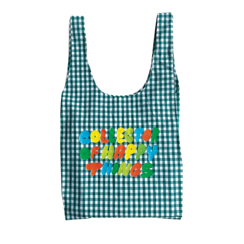 Collector lettering tote - plaid green