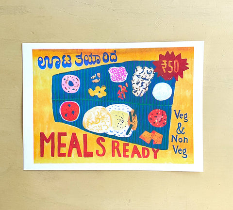 A4 Risograph Art Print: Meals
