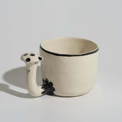 Black Flower mushroom mug