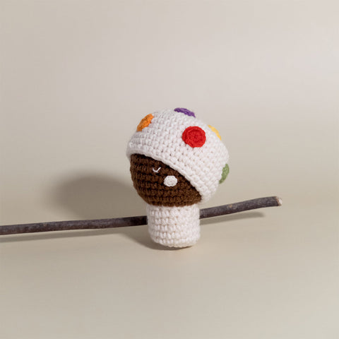 Button mushroom crochet toy