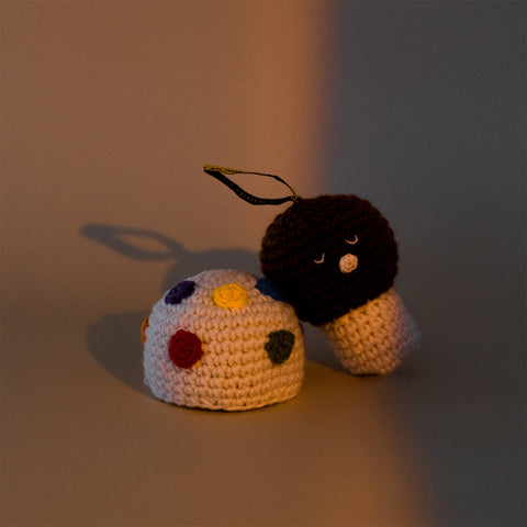 Button mushroom crochet toy