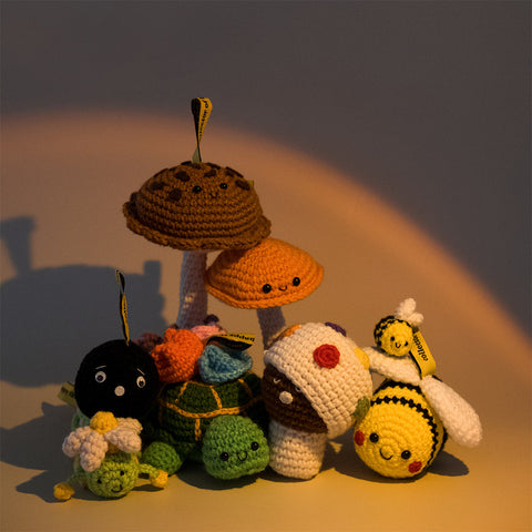 Button mushroom crochet toy