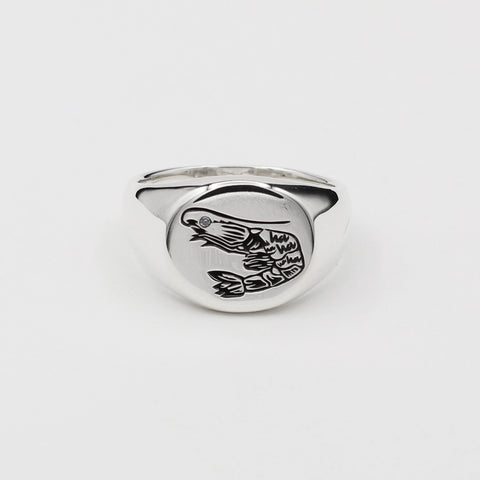 Custom signet ring - silver with engraving and gemstone