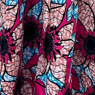 Full Volume Pleated Skirt - Pink & Blue floral