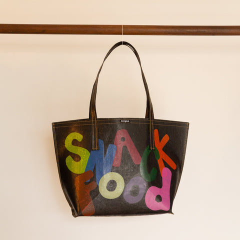 Snackfood x bungkus tote - black/rainbow (jumbo letters)