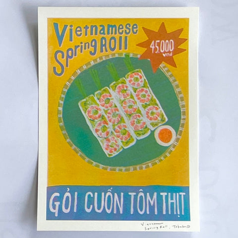 A4 Risograph Art Print: Vietnamese Spring Roll