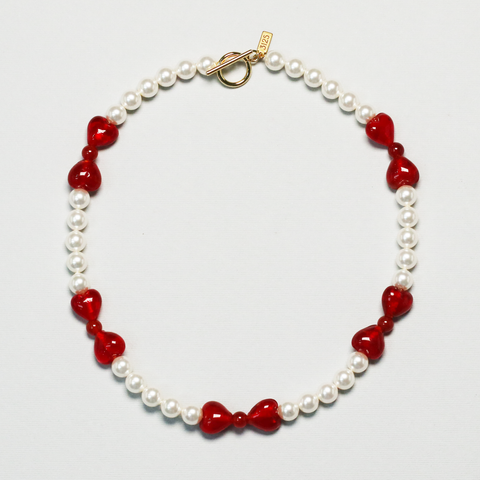 Ribbon necklace in red