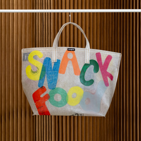Snackfood x bungkus tote - white/rainbow (jumbo letters)