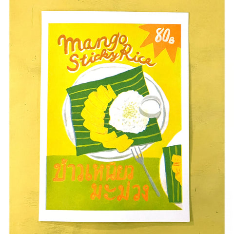 A4 Risograph Art Print: Mango Sticky Rice