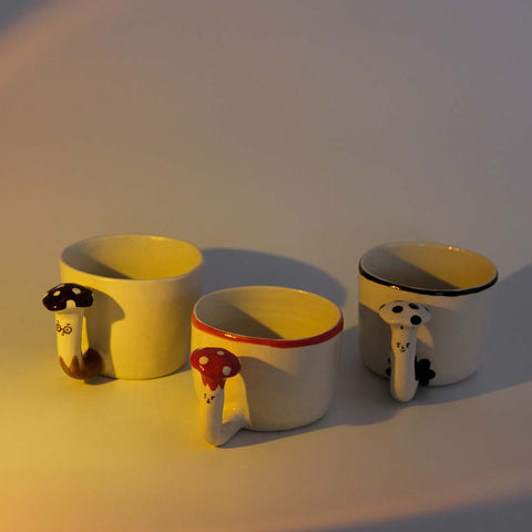 Black Flower mushroom mug