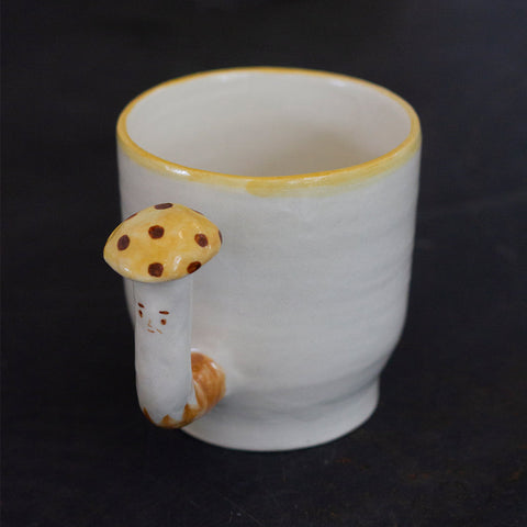 Yellow Brown Black Dots Mushroom Mug