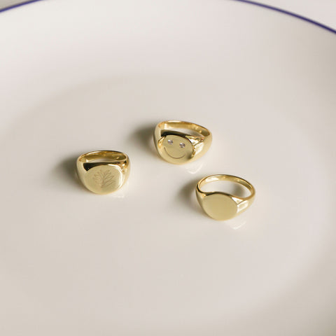 Gold Signet Rings (engrave + 1 gem)